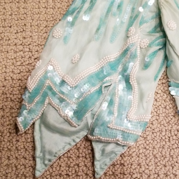Silk sequins beads 2pc dress vintage - Picture 2 of 7